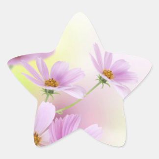 Sticker Étoile Image personnalisée et aquarelle de fleur rose