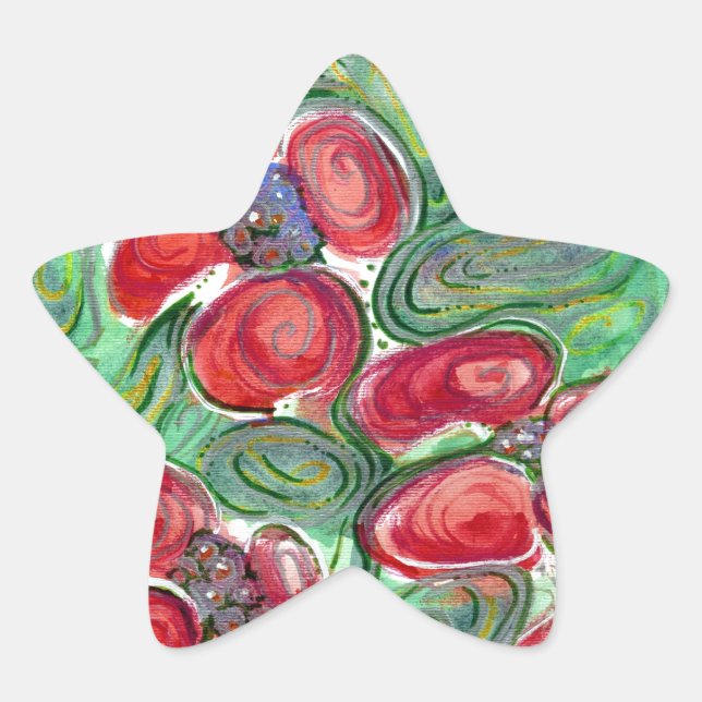 Sticker Étoile Imaginaire Fleurs rouges (Devant)