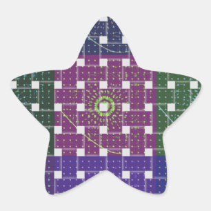 Sticker Étoile Impression À damiers bleu et violet