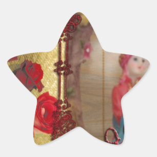 Sticker Étoile Impression d'art graphique de portrait de poupée d