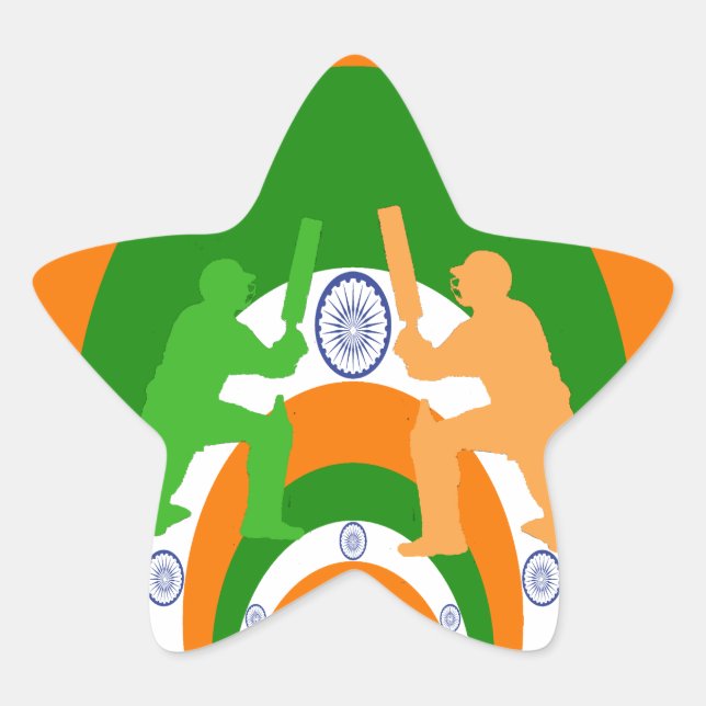 Sticker Étoile Inde Cricket Spirit : Design abstrait (Devant)