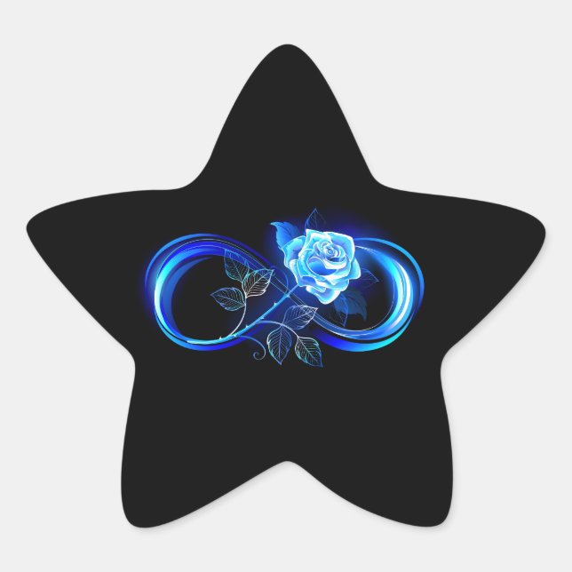 Sticker Étoile Infini lumineux avec rose bleue (Devant)