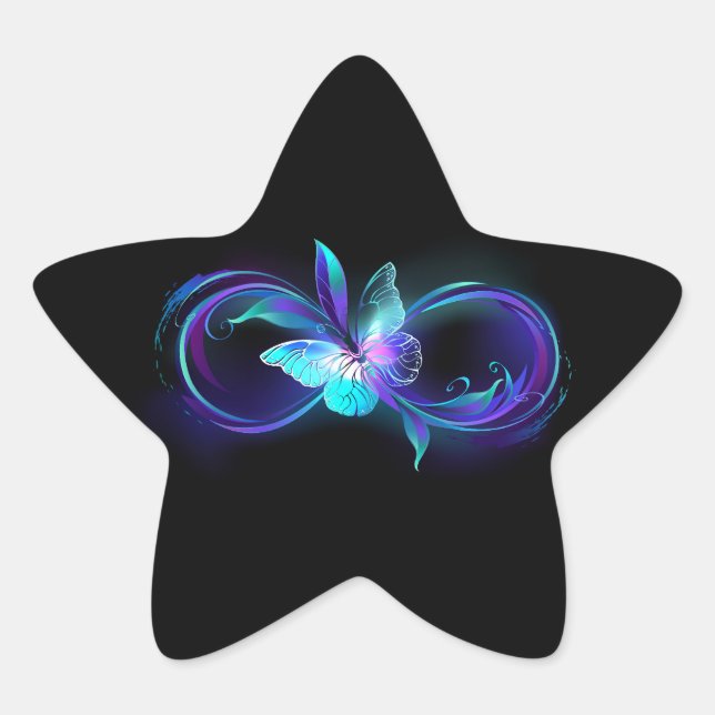 Sticker Étoile Infinité brillante avec papillon magique (Devant)