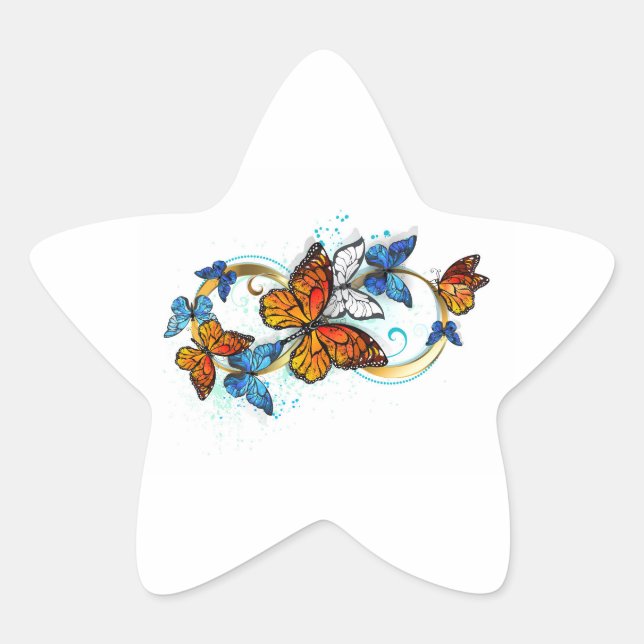 Sticker Étoile Infinité de papillons monarques (Devant)