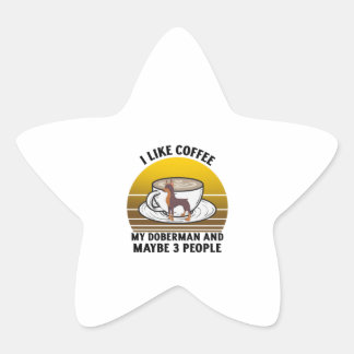 Sticker Étoile J'aime le café mon doberman et peut-être 3 personn