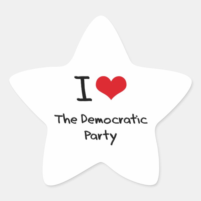 Sticker Étoile J'Aime Le Parti Démocratique (Devant)