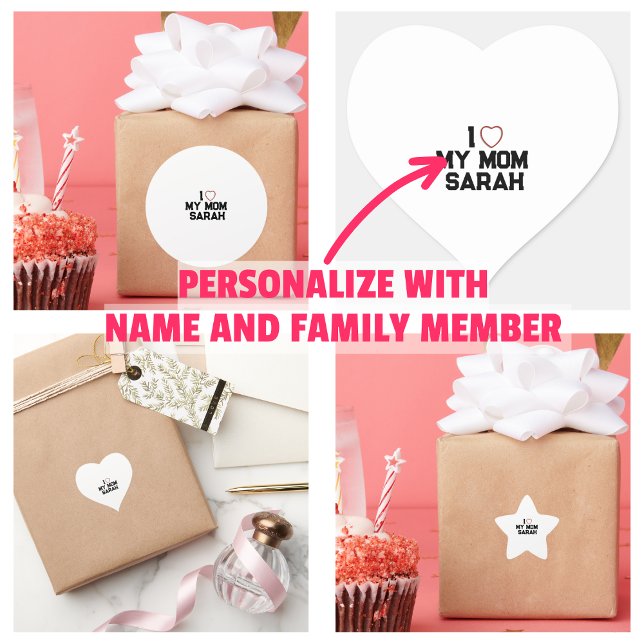 Sticker Étoile J'aime ma maman (I Love My Mom Star Sticker)