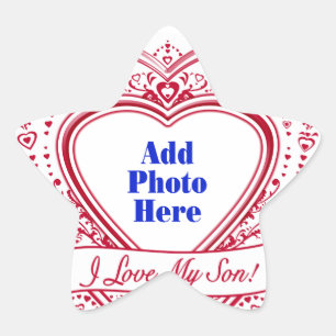 Sticker Étoile J'Aime Mon Fils ! Photo Red Hearts