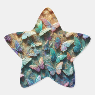 Sticker Étoile Jardin papillon iridescent