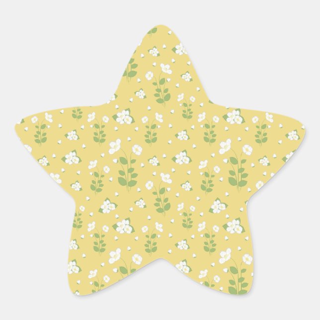 Sticker Étoile Jasmines avec feuilles, motif transparent (Devant)