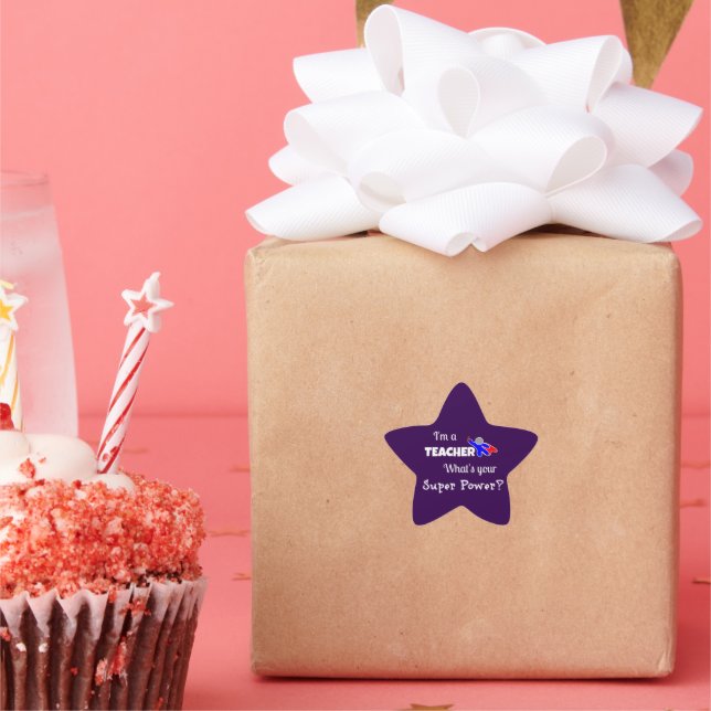 Sticker Étoile "Je suis enseignant. Quel est ton super pouvoir ?" (Fête)
