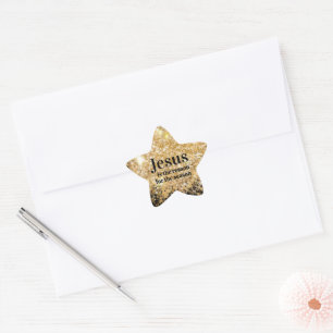 Sticker Étoile Jésus est la raison Faux Gold Parties scintillant