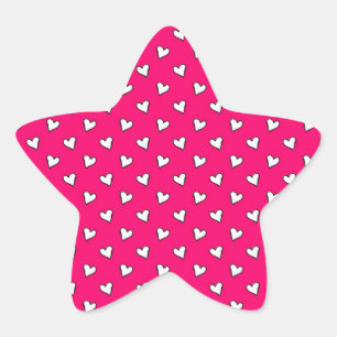 Sticker Étoile Joli motif de cœur rose et blanc