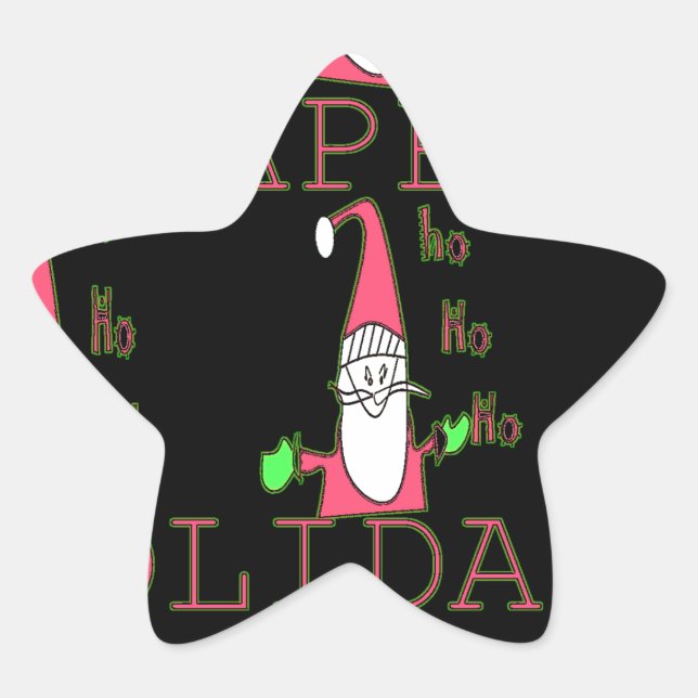 Sticker Étoile Jolly Mouse Père Noël : Une Illustration Fun Holid (Devant)