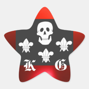STICKER ÉTOILE JOLLY ROGER SKULL ET TROIS LIEUX FLAG MONOGRAM