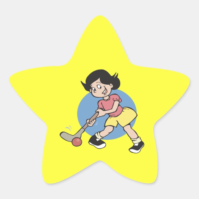Sticker Étoile Joueuse de fille d'hockey de champ (Devant)
