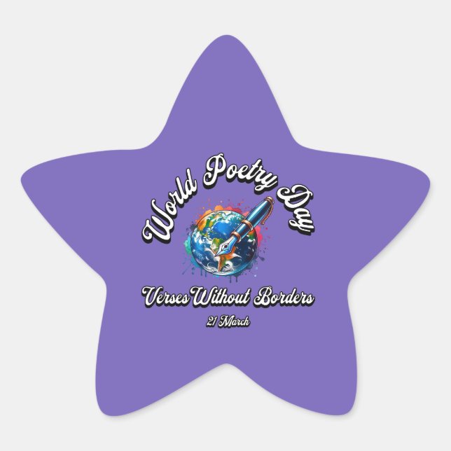 Sticker Étoile Journée mondiale de la poésie. Versets sans fronti (Devant)