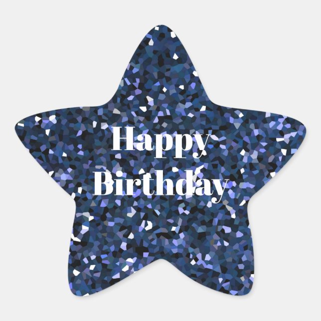 Sticker Étoile Joyeux anniversaire Glittery Blue Boys Girls Cool  (Devant)