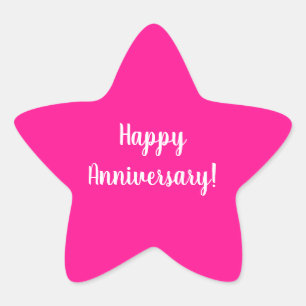 Sticker Étoile Joyeux Anniversaire Typographie Rose Chaud Blanc