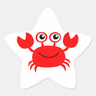 Sticker Étoile Joyeux crabe rouge caricature