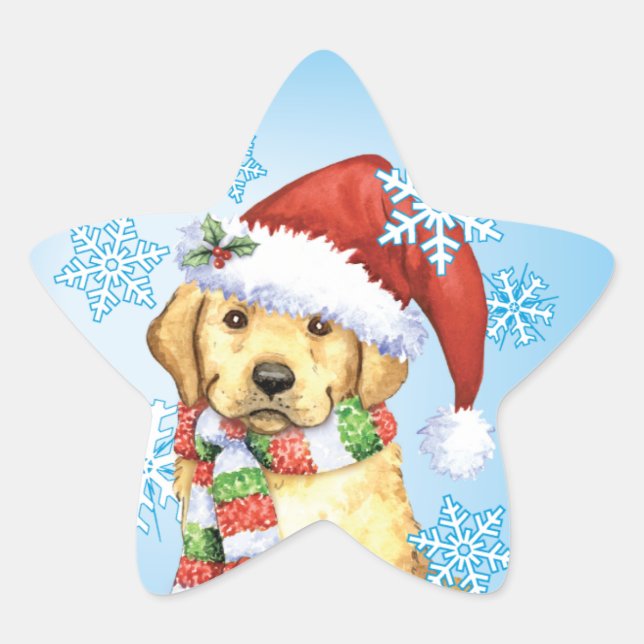 Sticker Étoile Joyeux Howlidays Yellow Lab (Devant)