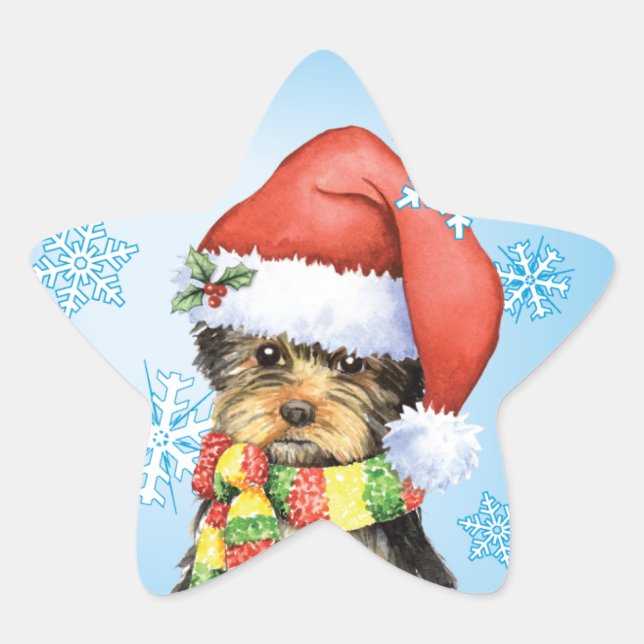 Sticker Étoile Joyeux Howlidays Yorkie (Devant)