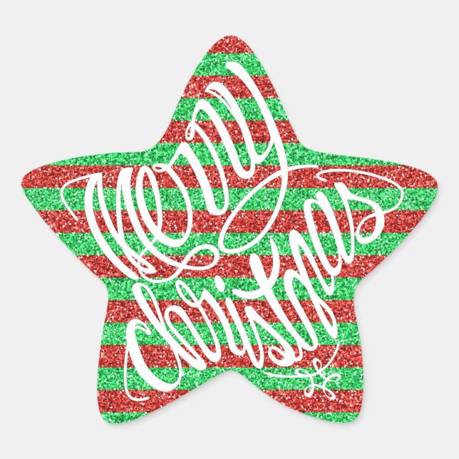 Sticker Étoile Joyeux Noël en 8 langues et Joyeuses Fêtes (Devant)
