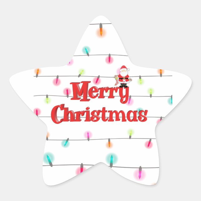 Sticker Étoile Joyeux Noël Festif Lumières de vacances avec Père  (Devant)