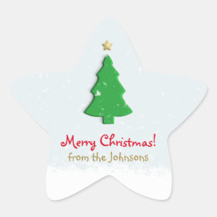 Sticker Étoile Joyeux Noël Green Tree Star Neige minimaliste