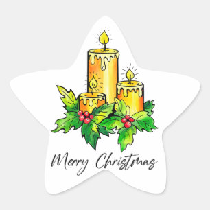 Sticker Étoile Joyeux Noël Joyeux Jaune Et Bonne Année