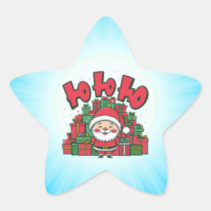 Sticker Étoile Joyeux Père Noël de dessin animé Noël