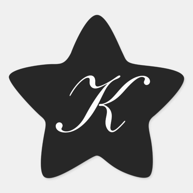 Sticker Étoile "K" Monogramme initial blanc sur noir (Devant)