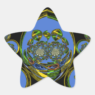 Sticker Étoile Kaleidoscope bleu et jaune Imprimer