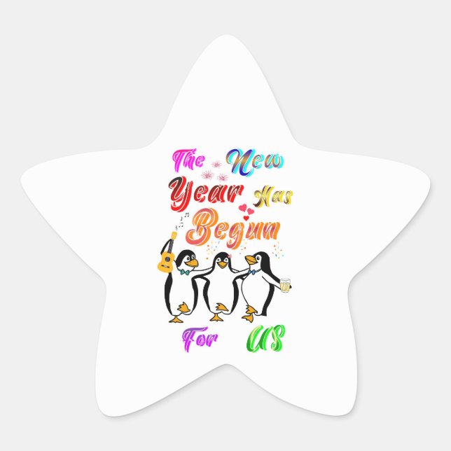 Sticker Étoile La Nouvelle Année A Commencé Pour Nous (Devant)