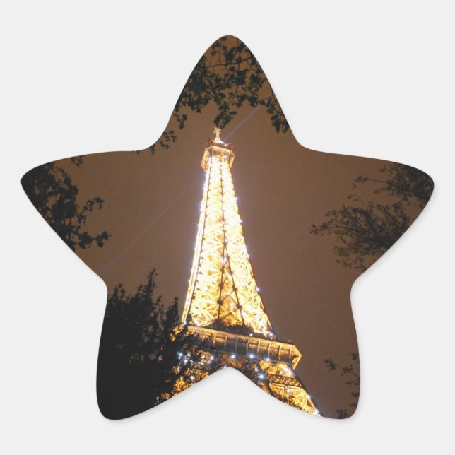Sticker Étoile La Tour Eiffel de nuit (Devant)
