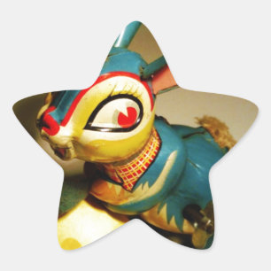 Sticker Étoile lapin jouet et oeuf jaune pâle