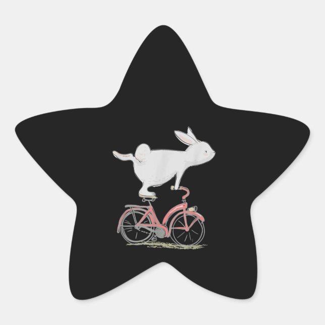 Sticker Étoile Lapin Mignonne Sur Vélo Vélo Vélo Vélo Vélo (Devant)