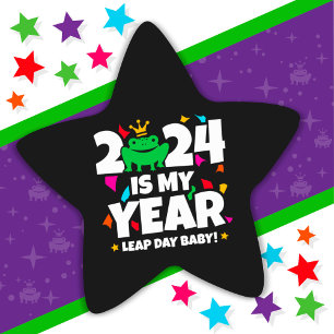 Sticker Étoile Leap Day Leaper 2024 est mon année fév 29 annivers