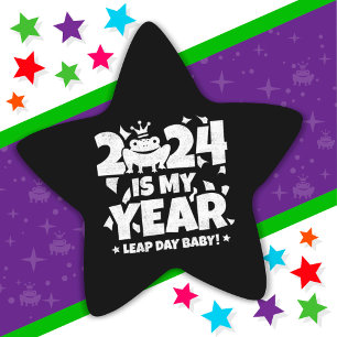 Sticker Étoile Leap Day Leaper 2024 est mon année fév 29 annivers