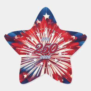 Sticker Étoile Les 250 ans d'Amérique 1776-2026 Feux d'artifice R