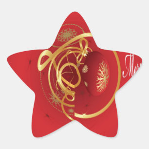 Sticker Étoile Les cloches de Noël rouges Jingle ont un beau jour