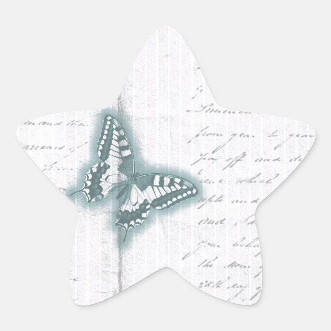 Sticker Étoile Lettre papillon vintage (Devant)