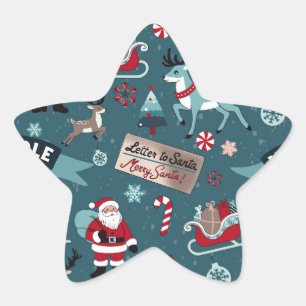 Sticker Étoile Lettres à Père Noël - Festive Christmas Star Desig