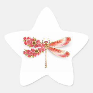 Sticker Étoile libellule de fleurs avec sakura de bijoux