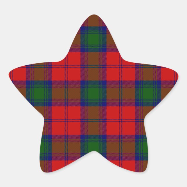Sticker Étoile Lindsay tartan rouge vert plaid (Devant)
