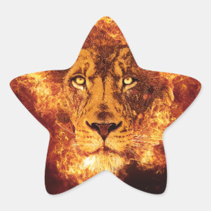 Sticker Étoile Lion en feu