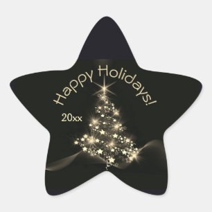 Sticker Étoile Lueur dorée des étoiles sur l'arbre de Noël Année