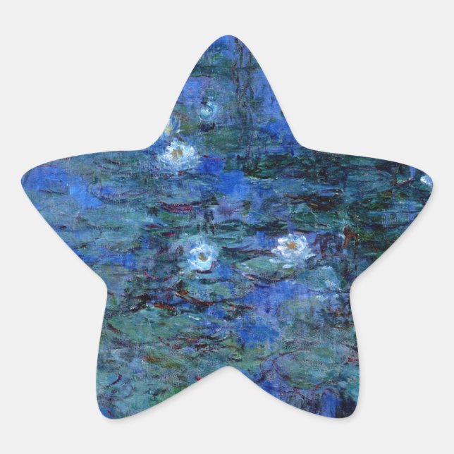Sticker Étoile Lys d'eau bleu Claude Monet (Devant)