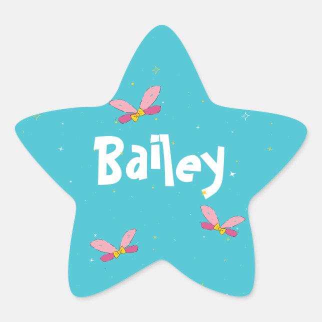 Sticker Étoile Magique Fun Fairy Wings and Sparkles Blue (Devant)