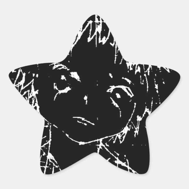 Sticker Étoile manga d'anime projet quotidien noir (Devant)